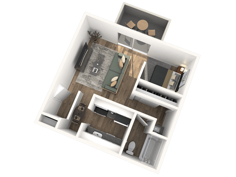Floor plan for studio, 1 bath, 440 sqft